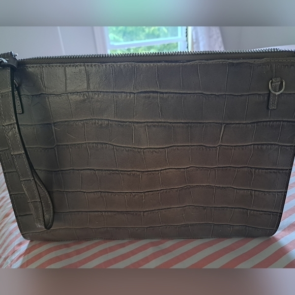 CLAUDIA FIRENZE Italy embossed Stars croc look leather chunky chain purse bag - Picture 14 of 16